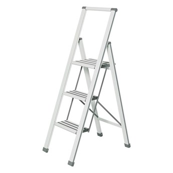 Biała drabina składana Wenko Ladder Alu, wys. 127 cm