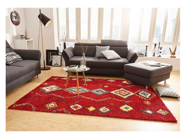Czerwony dywan Mint Rugs Geometric, 80x150 cm Prostokątny Pomieszczenie Salon Dywany Syntetyk Kolor Wielokolorowy