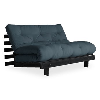 Sofa rozkładana z niebieskozielonym pokryciem Karup Design Roots Black/Petrol Blue