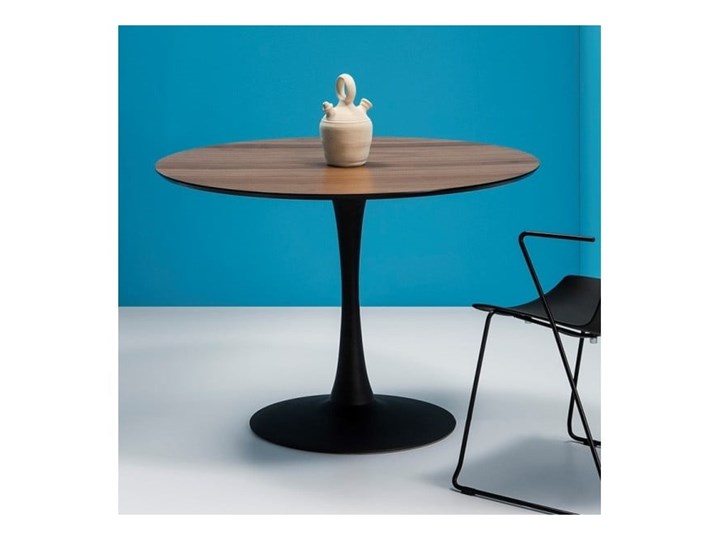 Okrągły stół do jadalni z blatem z dekorem orzecha Marckeric Oda, ⌀ 110 cm Szkło Drewno Kolor Brązowy