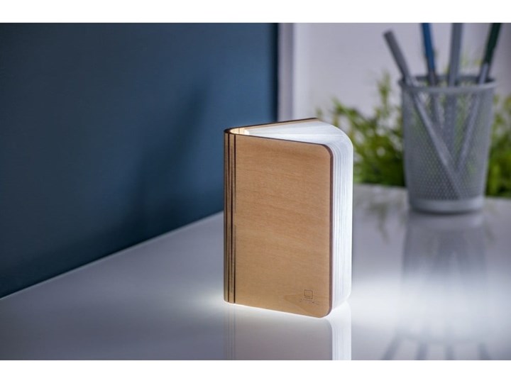 Jasnobrązowa lampka stołowa LED z drewna klonowego w kształcie księgi Gingko Booklight Lampa LED Kolor Brązowy