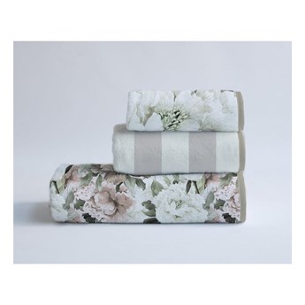 Zestaw 3 bawełnianych ręczników Velvet Atelier Beige Flowers