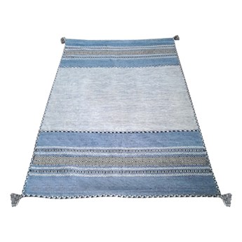 Niebiesko-szary bawełniany chodnik Webtappeti Antique Kilim, 60x200 cm