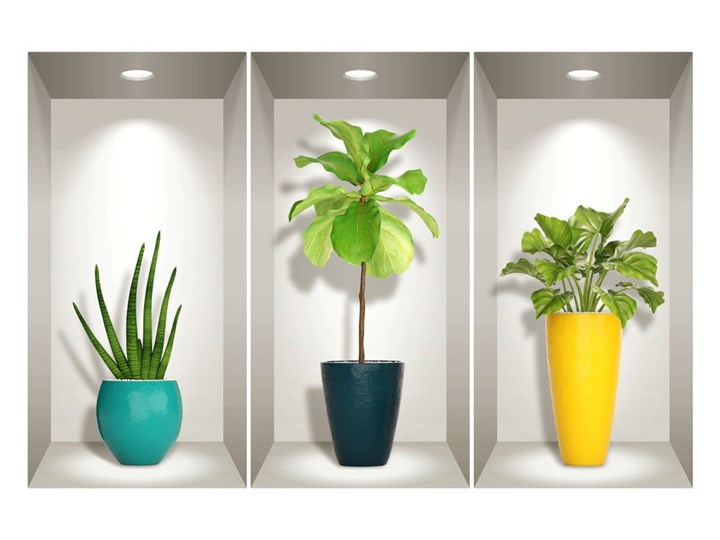 Komplet 3 naklejek ściennych 3D Ambiance Southern Plants Pomieszczenie Sypialnia Na ścianę Kategoria Naklejki
