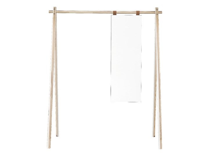 Wieszak z drewna sosnowego z lustrem Karup Design Hongi Natural Pomieszczenie Pokój nastolatka Stojące Prostokątne Lustro bez ramy Styl Skandynawski