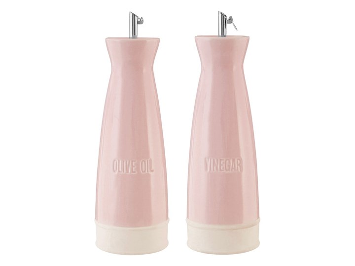 Zestaw 2 różowych butelek kamionkowych na olej i ocet Premier Housewares, 528 ml Zestaw do przypraw Stal nierdzewna Pojemnik na ocet i oliwę Kategoria Przyprawniki