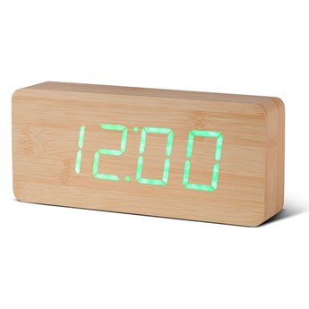 Jasnobrązowy budzik z zielonym wyświetlaczem LED Gingko Slab Click Clock