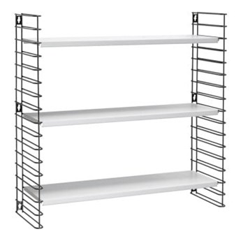 Czarny regał 3-poziomowy z białymi półkami Metaltex Libro, szer. 70 cm