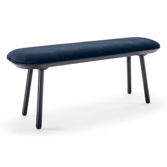 Niebiesko-czarna aksamitna ławka EMKO Naïve, 140 cm