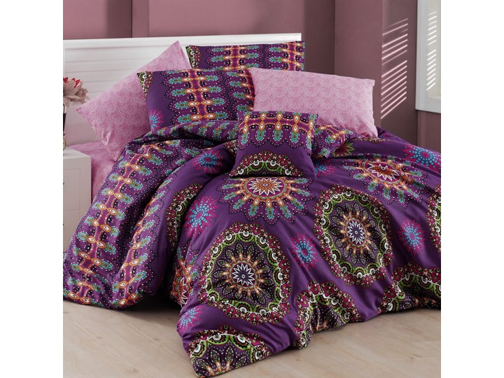 Pościel dwuosobowa z prześcieradłem Nazenin Home Hula, 200x220 cm Bawełna syntetyczna Poliester 220x240 cm Komplet pościeli Bawełna Wzór Ornamenty