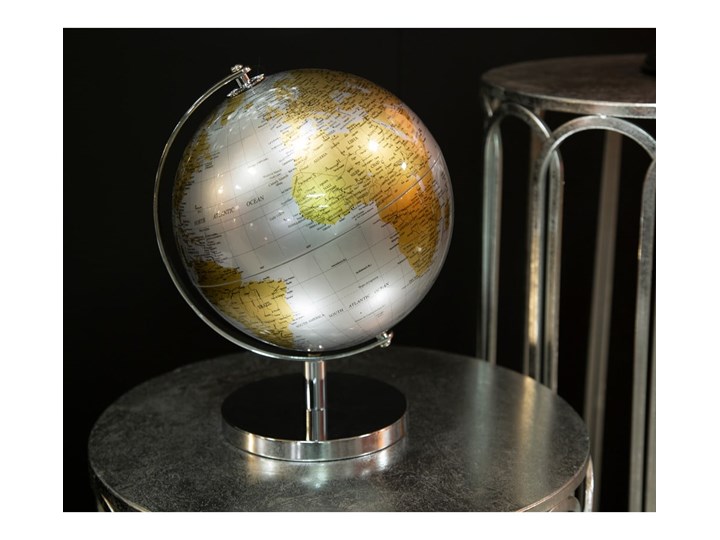 Dekoracja na stół w kolorze srebrno-złotym Mauro Ferretti Globe, wys. 28 cm Globusy Kolor Srebrny Metal Tworzywo sztuczne Kategoria Figury i rzeźby