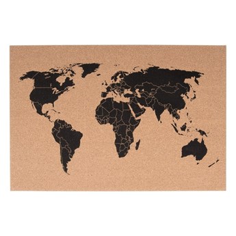 Tablica korkowa z wzorem świata PT LIVING World, 60x40 cm