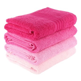 Zestaw 4 różowych ręczników Rainbow Rose, 70x140 cm