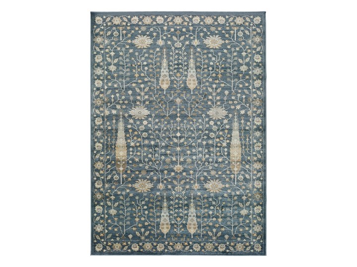 Niebieski dywan z wiskozy Universal Vintage Flowers, 140x200 cm Wiskoza Bawełna Wełna Chodniki Dywany Prostokątny Pomieszczenie Sypialnia Pomieszczenie Salon