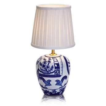 Niebiesko-biała lampa stołowa Markslöjd Goteborg, wys. 33 cm