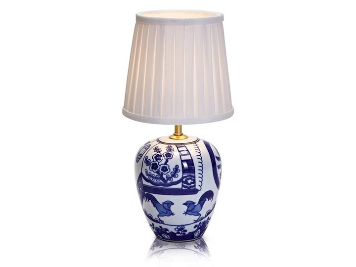 Niebiesko-biała lampa stołowa Markslöjd Goteborg, wys. 33 cm Lampa z abażurem Styl Skandynawski