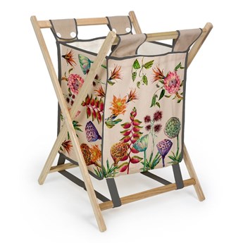 Kosz z konstrukcją z drewna sosnowego Madre Selva Flores Salvajes, 50 l