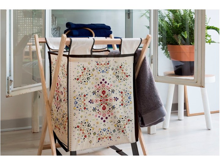 Kosz na pranie z drewna sosnowego Madre Selva Flowers Tapestry, 60 l Drewno Kategoria