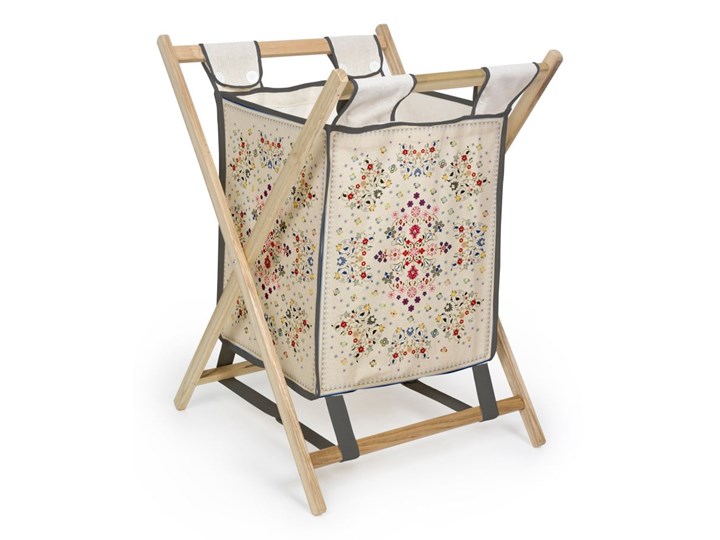 Kosz na pranie z drewna sosnowego Madre Selva Flowers Tapestry, 60 l Drewno Kategoria Kolor Beżowy