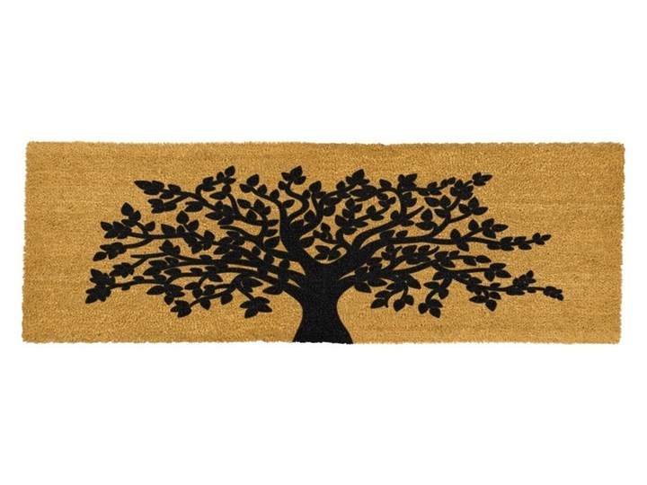 Podłużna wycieraczka z naturalnego kokosowego włókna Artsy Doormats Tree Of Life, 120x40 cm Włókno kokosowe Kategoria Wycieraczki Kolor Czarny