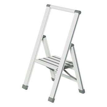 Biała drabina składana Wenko Ladder Alu, wys. 74 cm