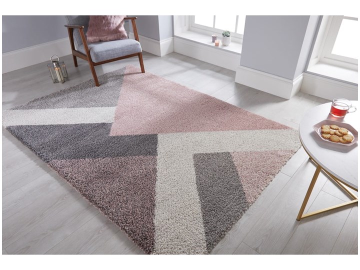 Różowo-szary dywan Flair Rugs Zula, 120x170 cm Prostokątny Chodniki Pomieszczenie Sypialnia Dywany Syntetyk Juta Wzór Geometryczny