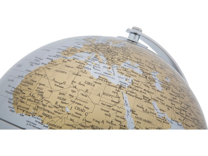 Dekoracja na stół w kolorze srebrno-złotym Mauro Ferretti Globe, wys. 28 cm Tworzywo sztuczne Metal Globusy Kolor Srebrny Kategoria Figury i rzeźby