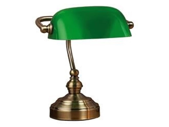Zielona lampa stołowa z podstawą w kolorze mosiądzu Markslöjd Bankers, wys. 25 cm Lampa gabinetowa Styl Nowoczesny Kategoria Lampy stołowe
