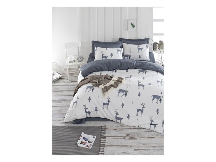 Pościel dwuosobowa z prześcieradłem z bawełny ranforce Mijolnir GoodTime White, 160x220 cm Bawełna 160x200 cm Komplet pościeli Kolor Szary