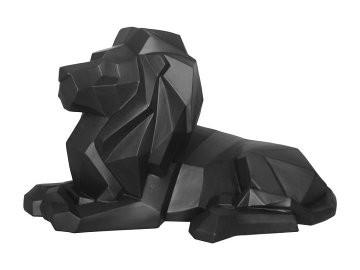Matowa czarna figurka w kształcie lwa PT LIVING Origami Lion