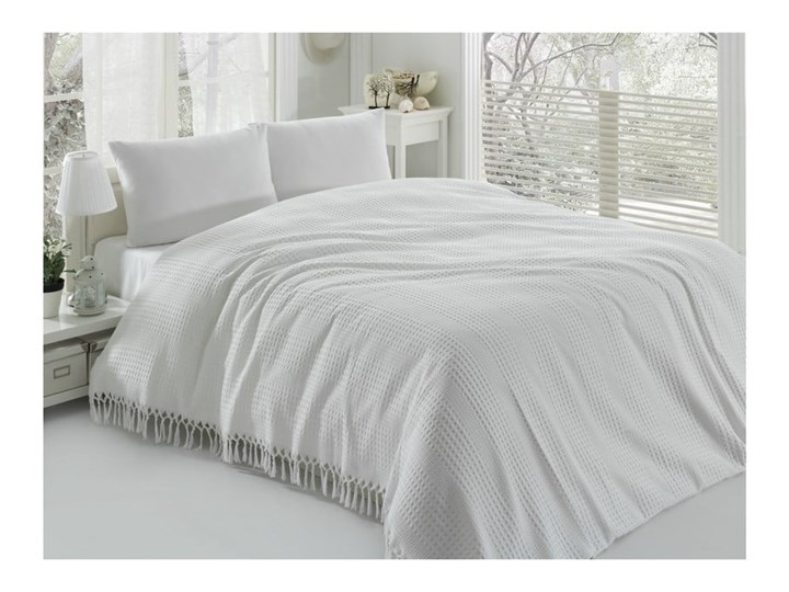 Biała bawełniana lekka narzuta na łóżko dwuosobowe Pique, 220x240 cm Pomieszczenie Sypialnia Bawełna 220x260 cm Kategoria Narzuty
