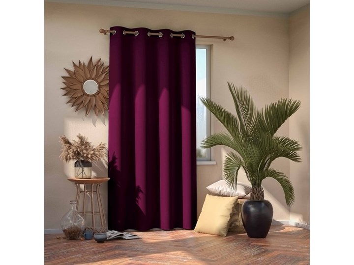 Ciemnofioletowa zasłona zaciemniająca AmeliaHome Eyelets Plum, 140x245 cm
