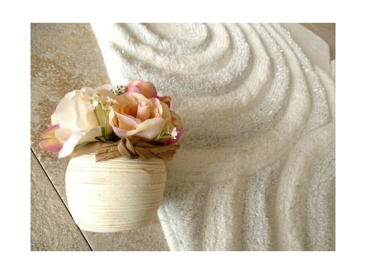 Zestaw 3 białych dywaników łazienkowych Alessia Sparkle Kategoria Dywaniki łazienkowe 60x100 cm 40x60 cm 50x60 cm Prostokątny Kolor Beżowy