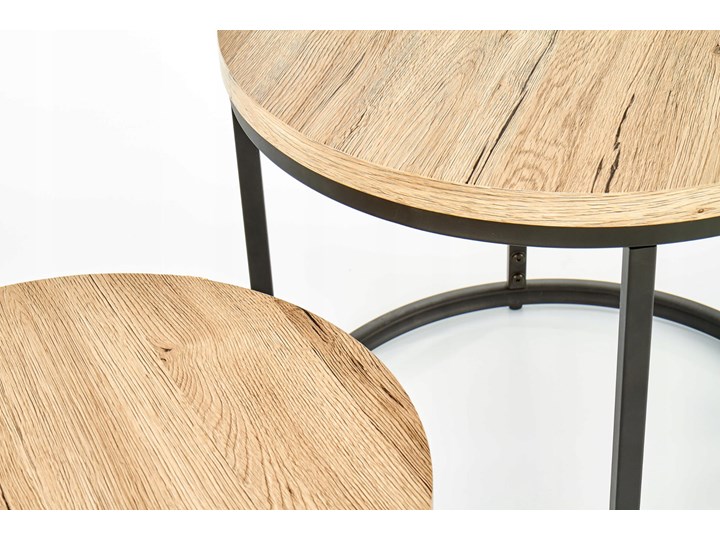 Zestaw 2 Ławy OREO Dąb San Remo Halmar Zestaw stolików Metal Stal Płyta MDF Wysokość 35 cm Wysokość 45 cm Kolor Beżowy