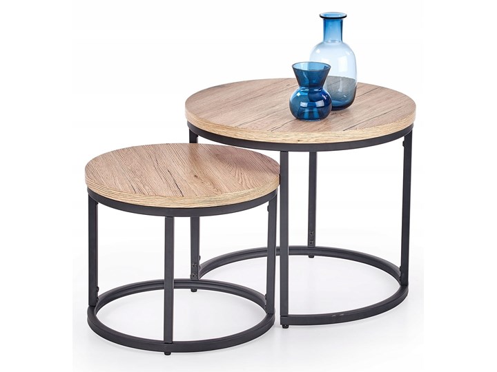 Zestaw 2 Ławy OREO Dąb San Remo Halmar Metal Płyta MDF Wysokość 45 cm Stal Zestaw stolików Wysokość 35 cm Kategoria Stoliki i ławy