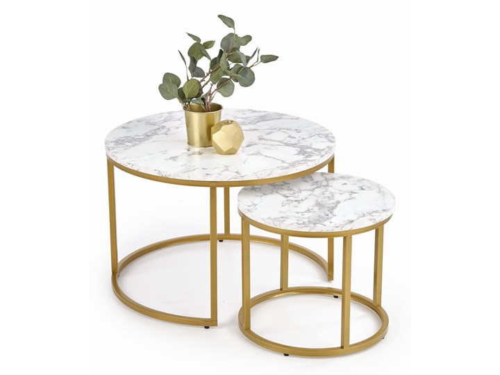 Zestaw 2 Ław PAOLA Marmur/Złoty Stolik Halmar Płyta MDF Metal Stal Wysokość 40 cm Zestaw stolików Wysokość 34 cm Kategoria Stoliki i ławy