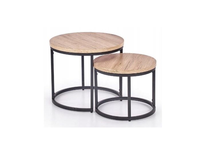 Zestaw 2 Ławy OREO Dąb San Remo Halmar Wysokość 45 cm Zestaw stolików Metal Kategoria Stoliki i ławy Płyta MDF Stal Wysokość 35 cm Kolor Beżowy
