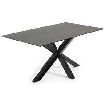 Stół czarny szklano-ceramiczny blat metalowe nogi 160x90 cm