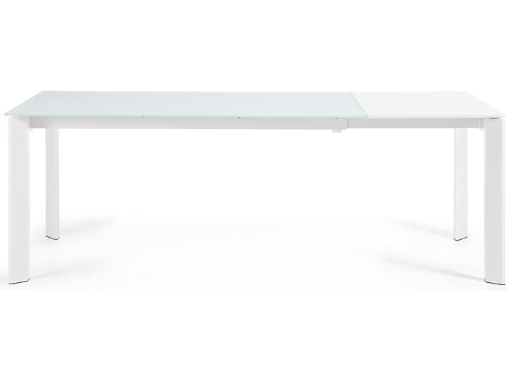 Rozkładany stół Axis 120 (180) cm szklany białe nogi Stal Szkło Kolor Biały