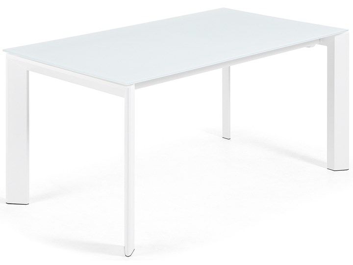 Rozkładany stół Axis 120 (180) cm szklany białe nogi Szkło Stal Długość(n) 120 cm