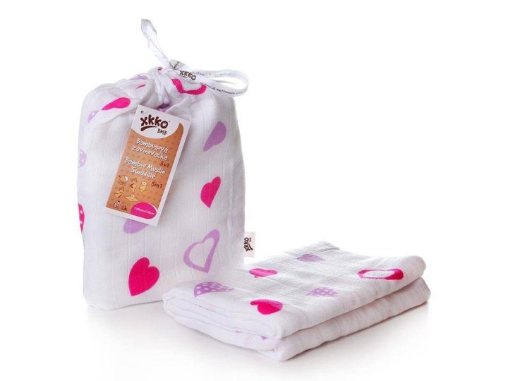 Bambusowy muślinowy otulacz XKKO BMB 120x120 - Lilac Hearts