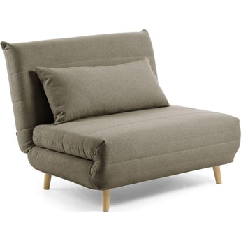 Sofa rozkładana brązowa nogi drewniane 107x91 cm