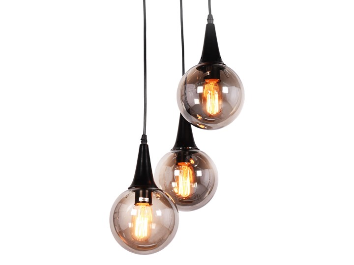 LAMPA WISZĄCA LOFT POTRÓJNA CZARNA ROCHERRO TRIO Lampa z kloszem Szkło Metal Kolor Czarny