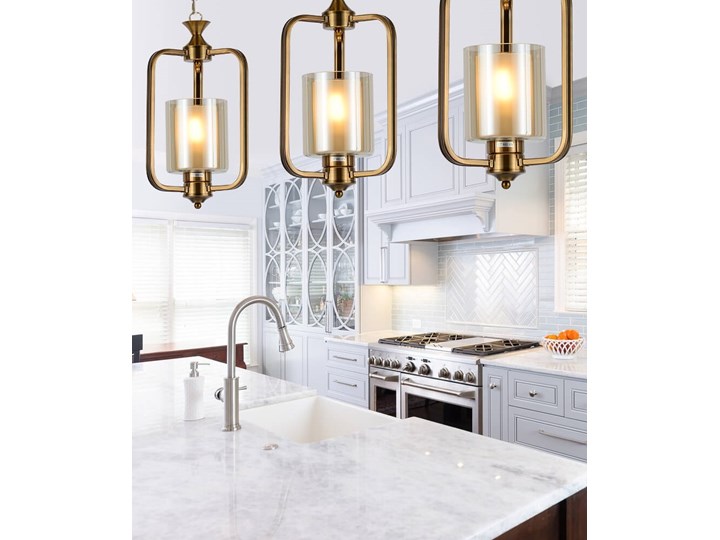 LAMPA WISZĄCA LOFT MOSIĘŻNA ATLANTA W1 Lampa z abażurem Kategoria Lampy wiszące Szkło Mosiądz Metal Lampa z kloszem Lampa inspirowana Pomieszczenie Kuchnia