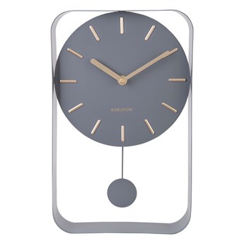 Szary zegar ścienny z wahadłem Karlsson Charm, wys. 32,5 cm