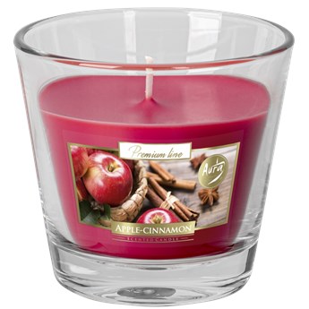 Bispol świeca zapachowa w szkle różowa 140 g Aurelia - Apple Cinnamon Jabłko Cynamon