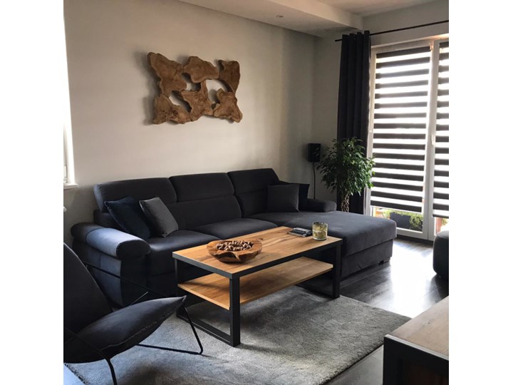 Ława dębowa Loft dąb dziki Soolido Meble Drewno Metal Wysokość 46 cm Szkło Beton Styl Industrialny Styl Nowoczesny