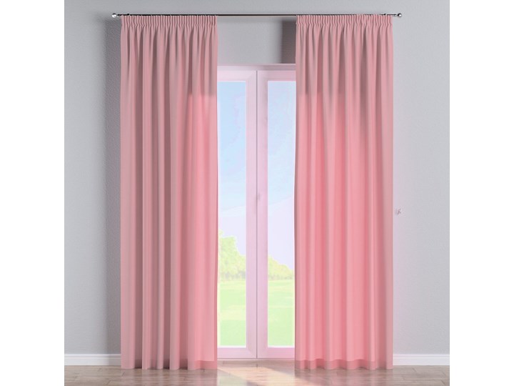 Zasłona na taśmie marszczącej 1 szt., brudny róż, 1szt 130 × 260 cm, Loneta Zasłona prześwitująca 130x260 cm Poliester Bawełna Typ Zasłony gotowe