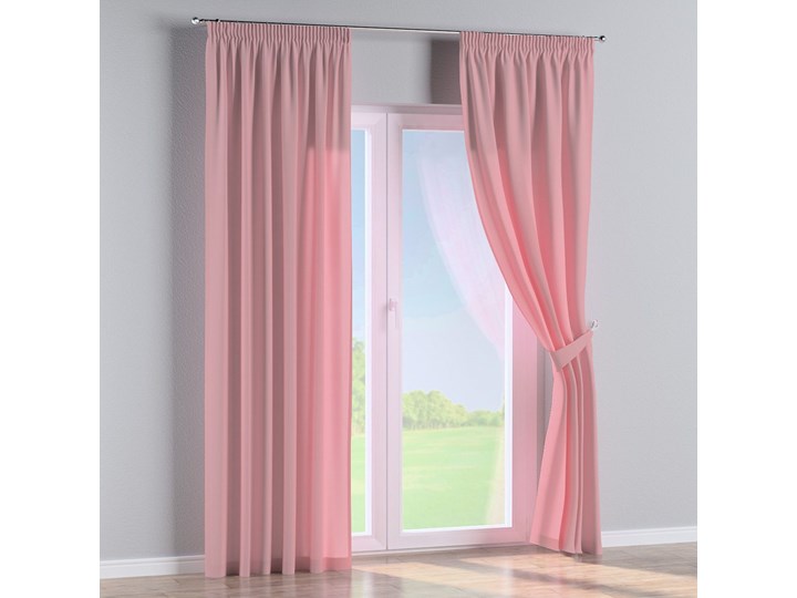 Zasłona na taśmie marszczącej 1 szt., brudny róż, 1szt 130 × 260 cm, Loneta Poliester Bawełna Zasłona prześwitująca 130x260 cm Mocowanie Taśma