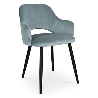 Bettso krzesło MARCY / srebrno-niebieski / noga czarna / BL06